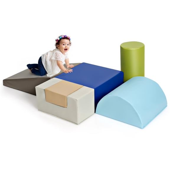 Barara King Baby Climb and Crawl Playset, Indoor Soft Play Climber Playset,6 Piece Climb Crawl Play Set Indoor Baby Toddler-Gray