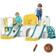thumbnail image 1 of Barara King Baby Indoor Slide, 8 in 1 Toddler Slide and Swing Set with 2 Slides, Baby Slide for Ages 1-3, Yellow, 1 of 7