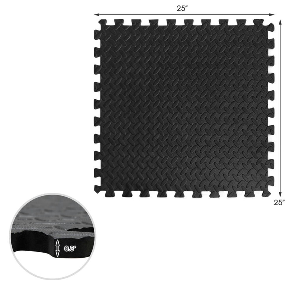 Barara King Baby Tummy Time Mat, Baby Gym Activity Play Mat,12 Pieces Puzzle Interlocking Flooring Mat with Anti-slip and Waterproof Surface-Black