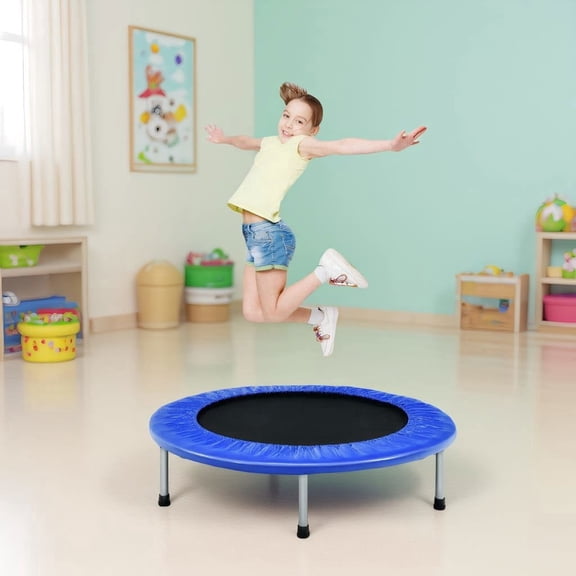 Barara King Backyard Trampoline, Trampoline,38 Inch Mini Folding Trampoline Portable Leisure Fitness Backboard-Blue
