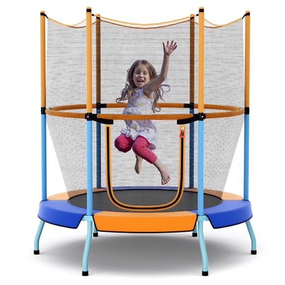 Barara King Backyard Trampoline, Trampoline,48" Toddler Trampoline with Safety Enclosure Net-Orange