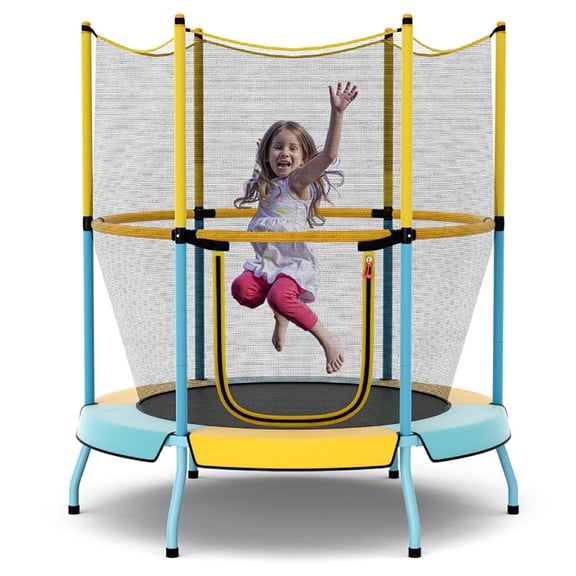 Barara King Backyard Trampoline, Trampoline,48" Toddler Trampoline with Safety Enclosure Net-Yellow