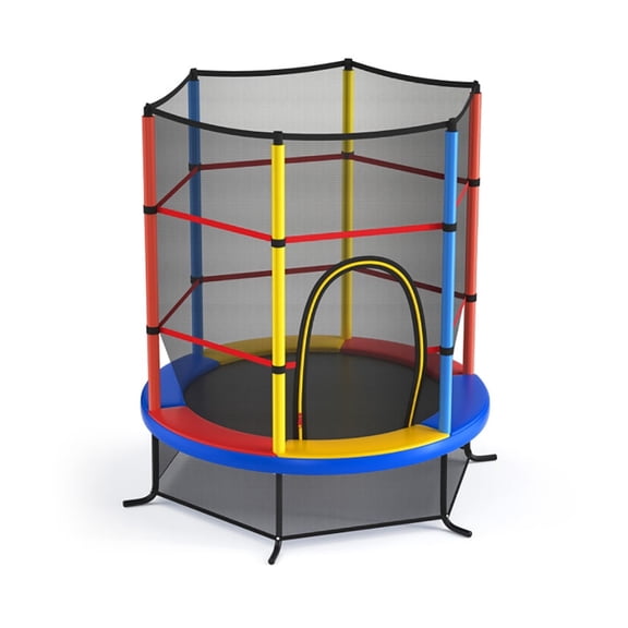 Barara King Backyard Trampoline, Trampoline,55 Inch Kids Recreational Trampoline Bouncing Jumping Mat with Enclosure Net-Yellow