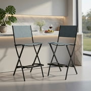 Barara King Bar Stools, Bar Chairs, Dining Stools, Folding Bar Stools Set of 2 Backrest Humanized Footrest-Blue