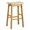 thumbnail image 1 of Barara King Bar Stools, Counter Bar Stools,Faux PU Leather Bar Stools Set of 2 with Woven Curved Seat Natural-31 inches, 1 of 1