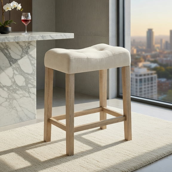 Barara King Bar Stools, Counter Bar Stools,Set of 4 Upholstered Counter Height Bar Stool with Curved Saddle-Seat-Gray
