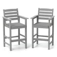 thumbnail image 1 of Barara King Bar Stools Set, Counter Bar Stools Set, Patio HDPE Adirondack Bar Chairs Set of 2 with Wide Armrests-Gray, 1 of 12