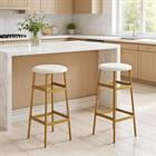 Barara King Bar Stools Set of 2 with Heavy Duty Metal Frame and Convenient Footrest for Modern Kitchen Island Pub Cafe Furniture, White