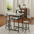 thumbnail image 1 of Barara King Bar Table and Chair Set, Bistro Set, Bar Table with 2 Bar Stools, 3 Pieces Bar Table Set with Backrest, Gray, 1 of 8