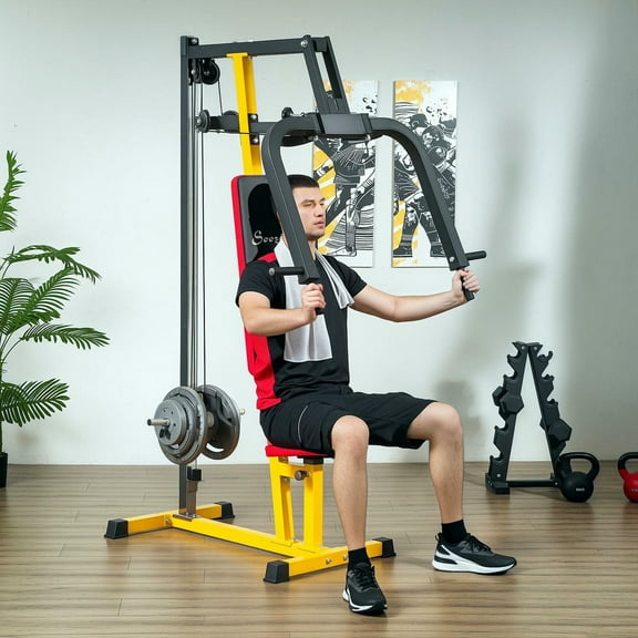 Barara King Barbell Rack, Squat Rack Barbell Bench Press for Back, Pectoral, Rear Deltoid and Shoulder Training, Yellow