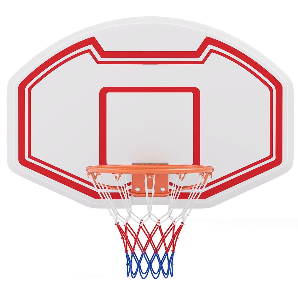 Barara King Basketball Goals Systems Stand with Shatter-proof Backboard, Large Wall Mounted Basketball Hoop Stand for Indoor, Red