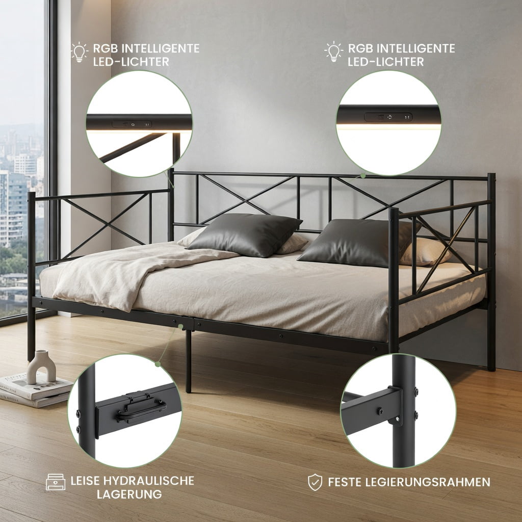 Barara King Bed Frames, Platform Bed Frame, Twin Size Platform Bed with Heavy-duty Metal Slat Support-Black