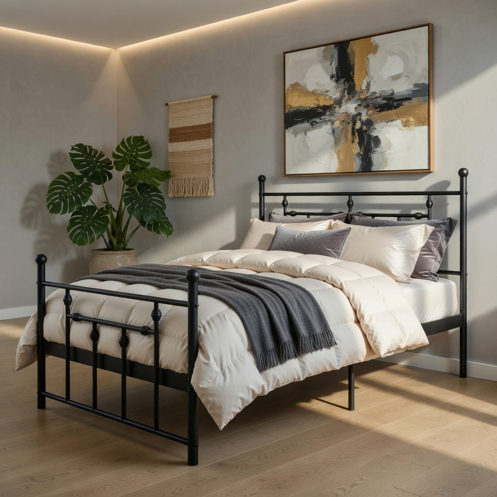 Barara King Bedroom Bed Frame, Bed Platform Frame,Full/Queen/Twin Size Heavy-duty Metal Bed Frame with Headboard-Twin Size