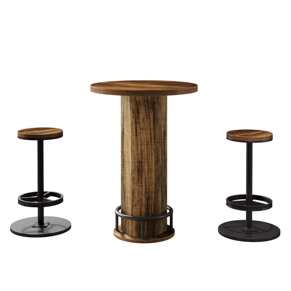 Yardi Yard Bistro Sets with 2 Barstools, Pub Cocktail Table Bar Table with Chairs