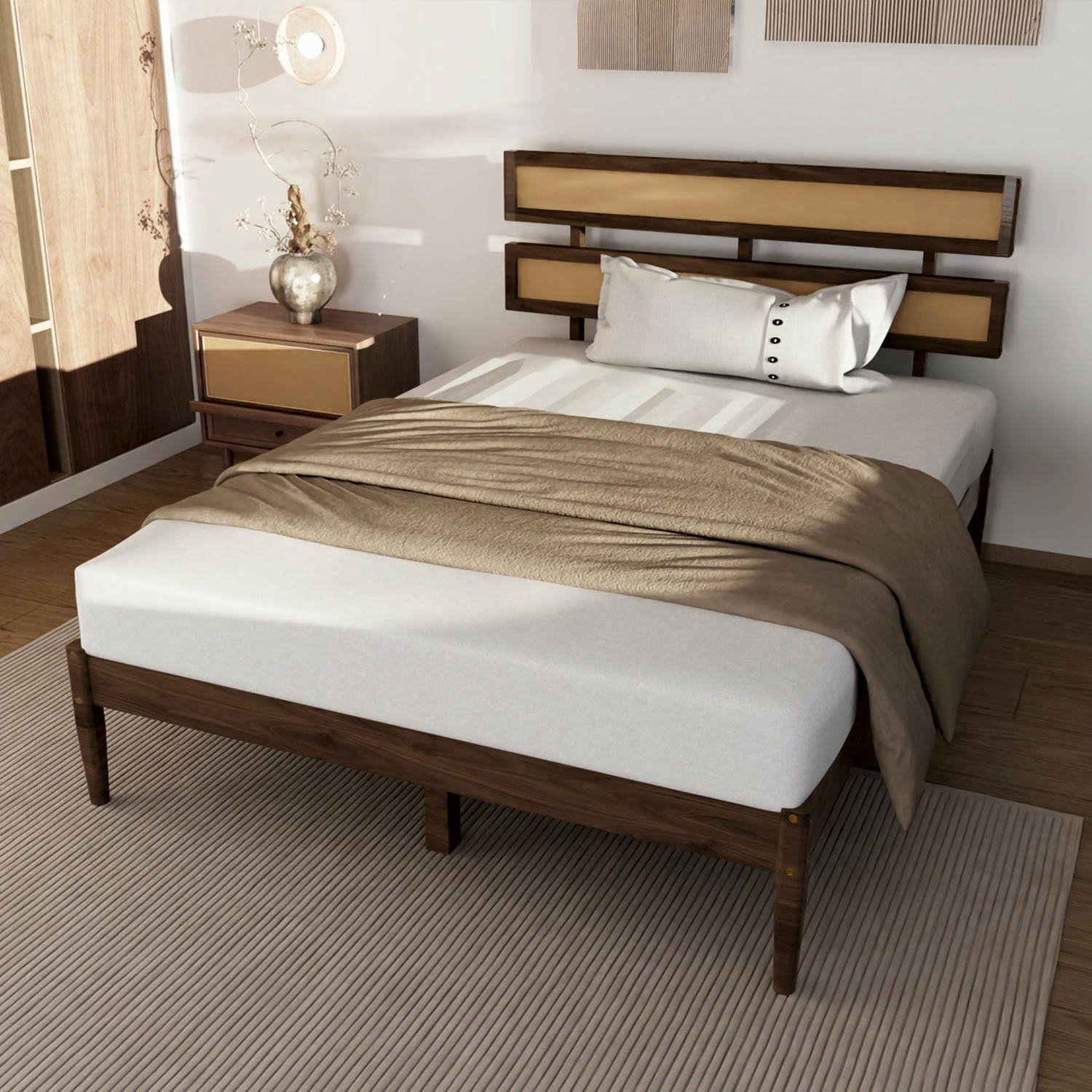Fresh Look at Barara King Bohemian Style Full Size Wood Bed With Dark
