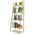 thumbnail image 1 of Barara King Bookcase, Storage Display Open Bookshelf,58 Inch 4-Tier Bamboo Ladder Bookshelf-Natural, 1 of 10