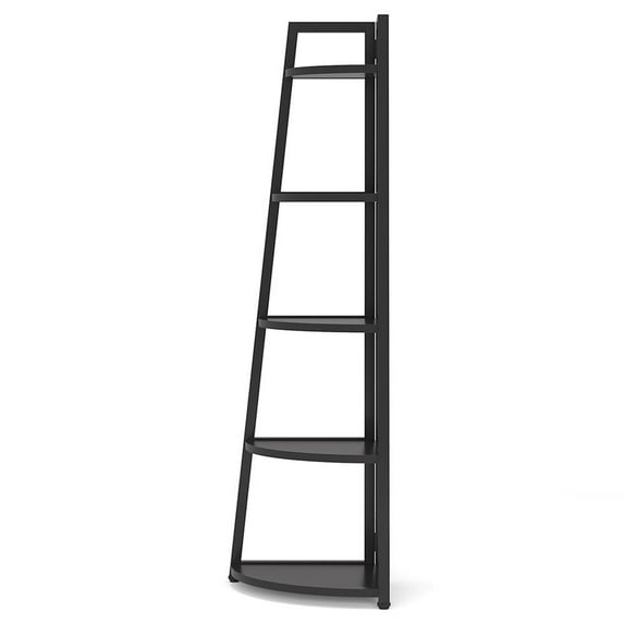 Barara King Bookshelf, Bookcase, Display Standing Shelf,5-Tier Corner Shelf, 70" Tall Corner Ladder Shelf Small Bookshelf,Black