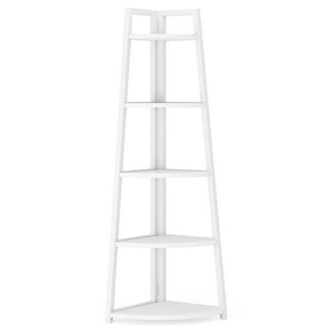 Barara King Bookshelf, Bookcase, Display Standing Shelf,5-Tier Corner Shelf, 70" Tall Corner Ladder Shelf Small Bookshelf,White