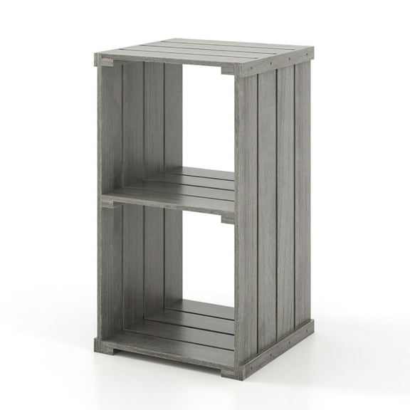 Barara King Bookshelf, Bookcase, Display Standing Shelf2-Cube Storage Shelf with Open Back and 3-Tier Shelf-Light Gray