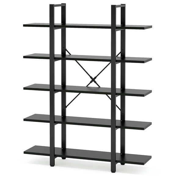 Barara King Bookshelf, Bookcase, Display Standing Shelf5-Tier Bookshelf, Open Etagere Bookcase Storage Display Rack, Black