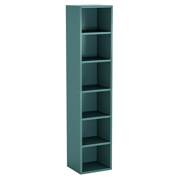 Barara King Bookshelf, Bookcase, Display Standing Shelf70.9" Corner Bookcase, Modern 6-Tier Narrow Cube Display Shelves,Blue