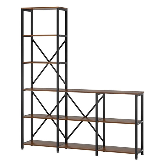 Barara King Bookshelf, Bookcase, Display Standing Shelf9-Shelf Bookshelf, Industrial Ladder Corner Etagere Bookcase