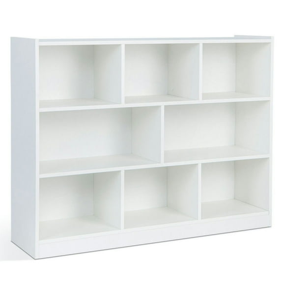 Resenkos Bookshelf,Shelf, Open Bookcase Book Shelf,Storage Shelf Unit Plant Stand,3-Tier Open Bookcase 8-Cube Floor Standing Storage Shelves Display Cabinet-White
