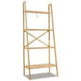 thumbnail image 1 of Resenkos Bookshelf,Shelf, Open Bookcase Book Shelf,Storage Shelf Unit Plant Stand,58 Inch 4-Tier Bamboo Ladder Bookshelf-Natural, 1 of 7