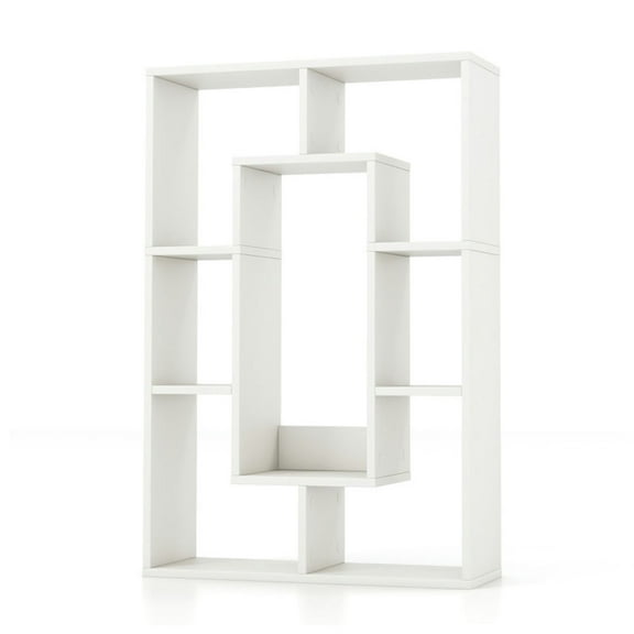 Resenkos Bookshelf,Shelf, Open Bookcase Book Shelf,Storage Shelf Unit Plant Stand,7-Cube Geometric Bookshelf Modern Decorative Open Bookcase-White