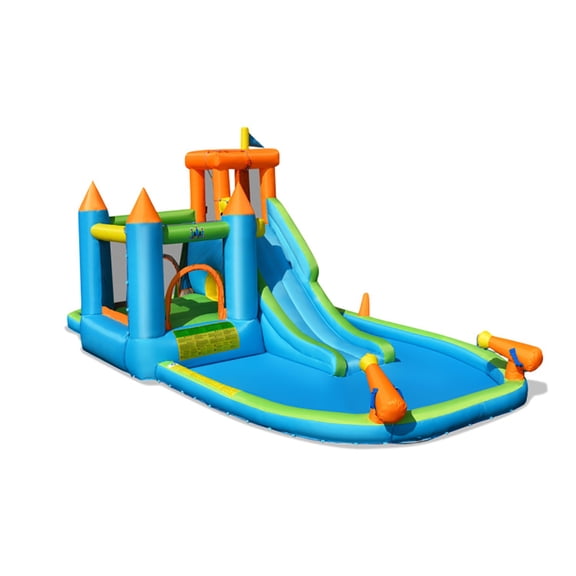 Barara King Bounce House, Castle Theme Kids Inflatable Trampoline, Inflatable Water Slide Kids Bounce House Splash Water Pool with 735W Blower