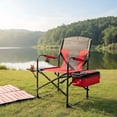 thumbnail image 1 of Barara King Camping Chair, Folding Beach Chair, Folding Camping Directors Chair with Cooler Bag and Side Table-Red, 1 of 6