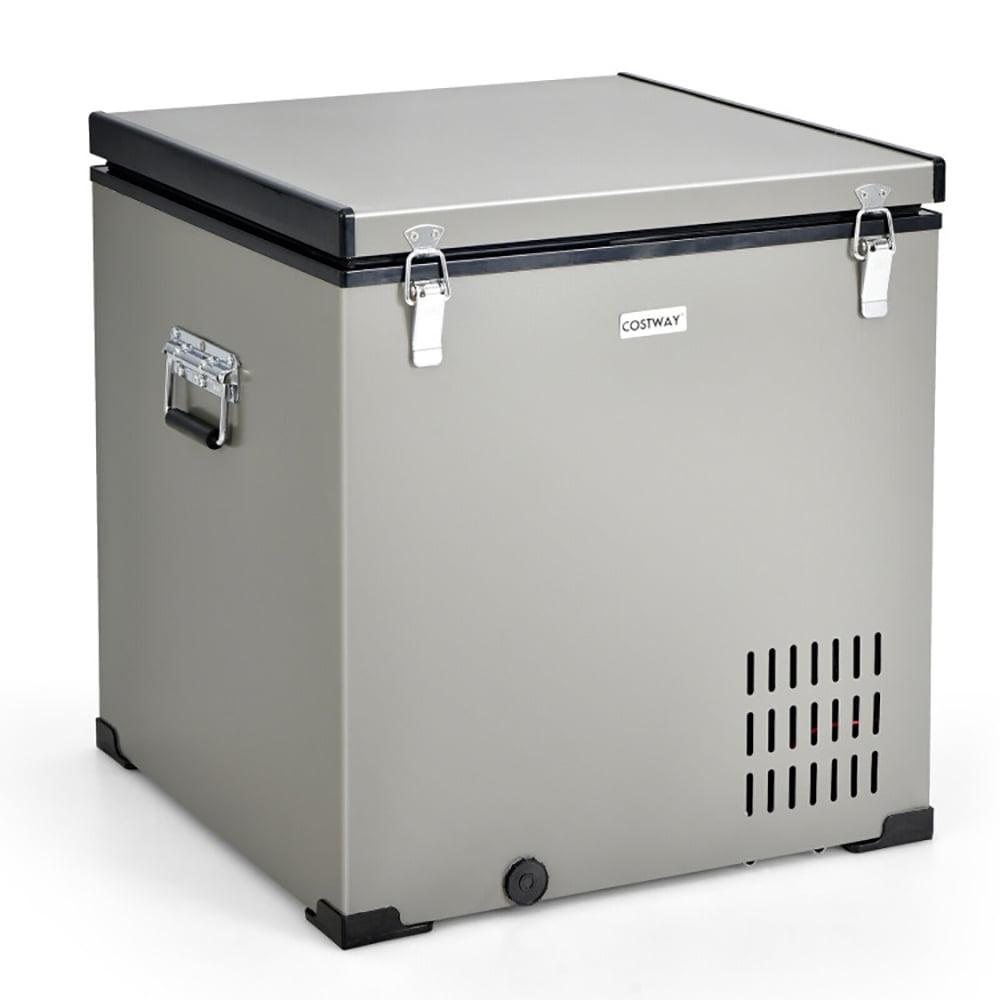 Barara King Car Refrigerator Fridge, Compressor Cooler, 68 Quart Portable Car Refrigerator with DC and AC Adapter-Gray