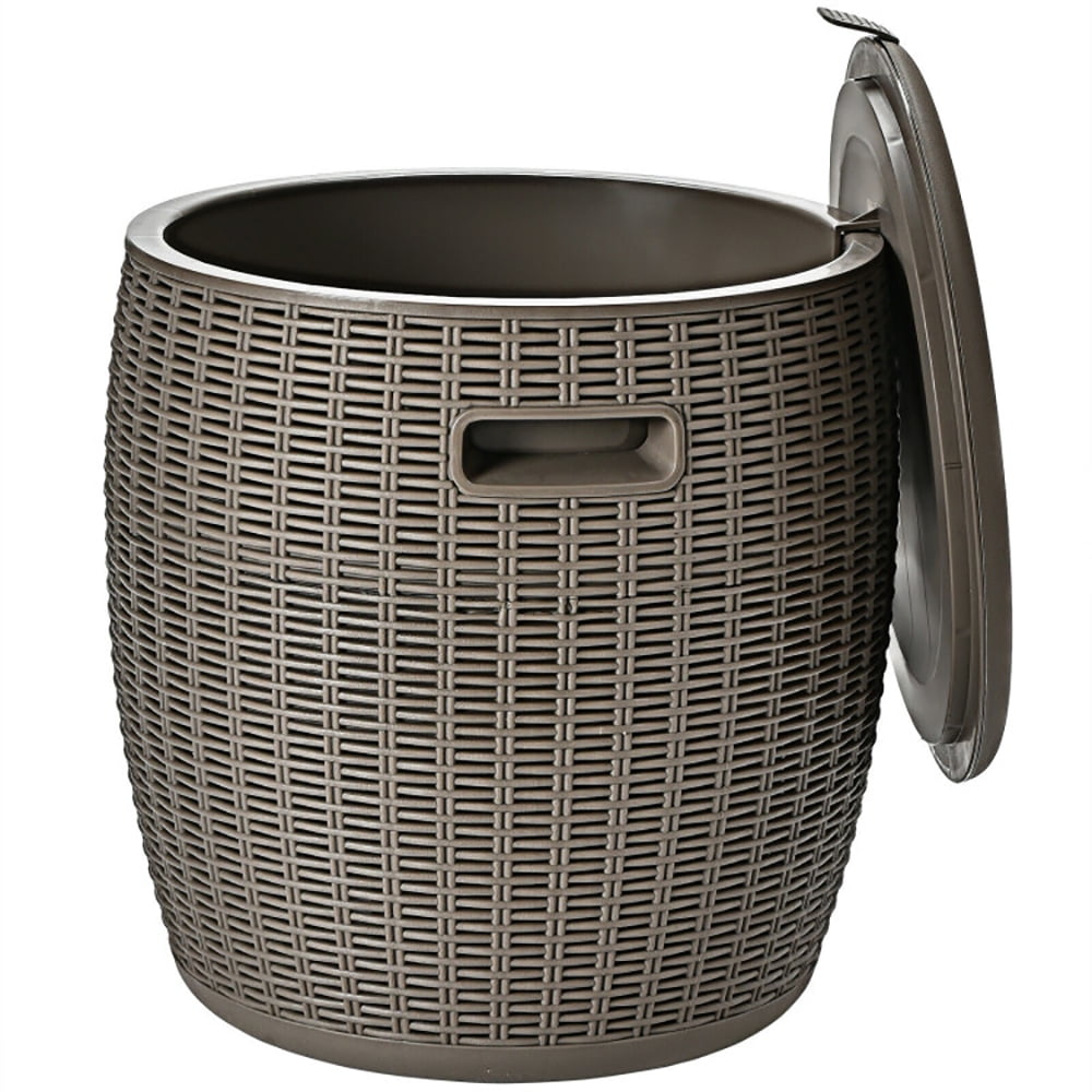 Barara King Car Refrigerator Fridge, Compressor Cooler, 9.5 Gallon 4-in-1 Patio Rattan Cool Bar Cocktail Table Side Table-Brown