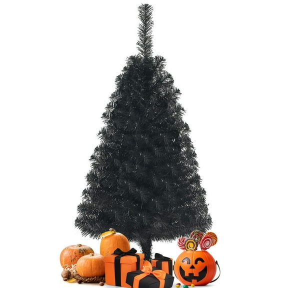 Barara King Christmas Tree,Home Party Christmas Tree Decorations,3 Feet Unlit Artificial Christmas Halloween Mini Tree with Plastic Stand-Black
