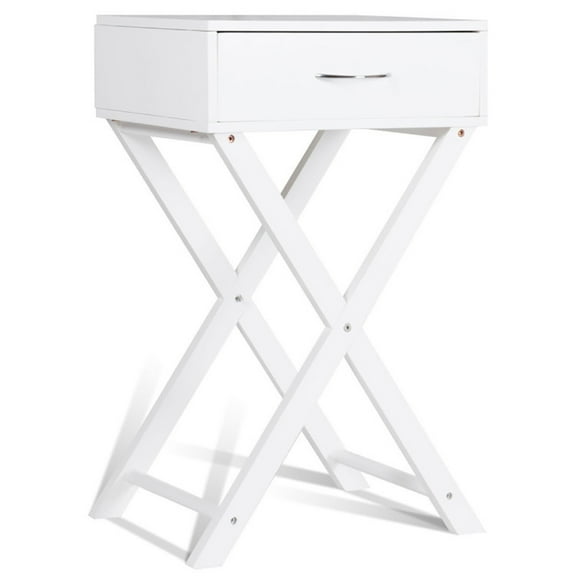 Barara King Coffee Table,Dining Table,Side Table,Design Sofa Side Table with X-Shape Drawer for Living Room Bedroom-White
