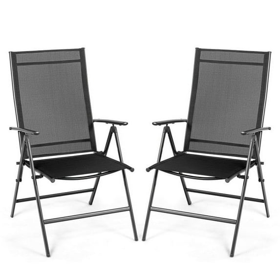 Barara King Comfortable Event Chair, Folding Chairs, Portable Patio Chairs Set of 2 Adjustable Portable Patio Folding Dining Chair Recliners-Black