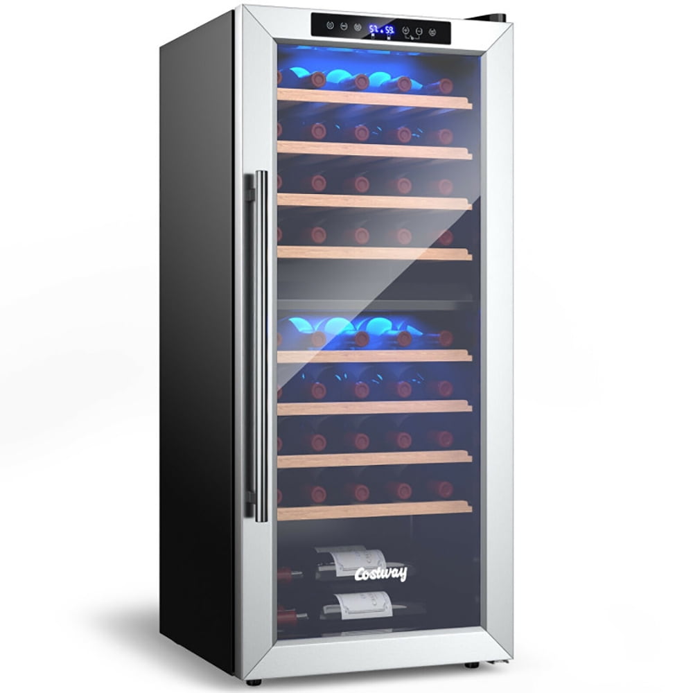 Costway 43 Bottle Dual Zone Stainless Steel Wine Refrigerator