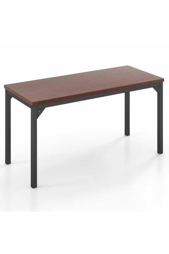 Computer Desk, Office Desk,Writing Work Study Desk,55 Inch Conference Table with Heavy-duty Metal Frame-Brown