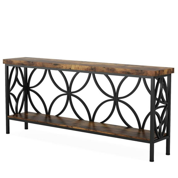 Barara King Console Table, Entryway Table, Console Sofa Table, Display Shelf,2-Tier Console Table, 70.9" Industrial Sofa Table Behind Couch