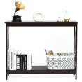 thumbnail image 1 of Barara King Console Table, Entryway Table, Console Sofa Table, Display Shelf,2-Tier Console X-Design Sofa Side Accent Table-Espresso, 1 of 12