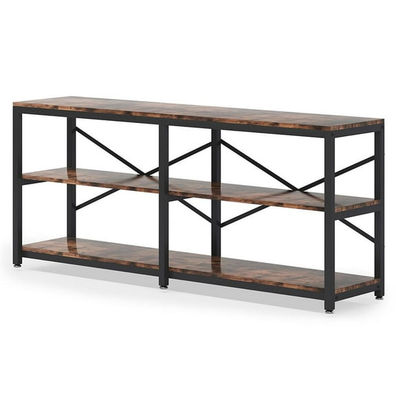 Barara King Console Table, Entryway Table, Console Sofa Table, Display Shelf,3-Tier Console Table, 70.9" Long Foyer Sofa Table with Storage Shelves, Brown