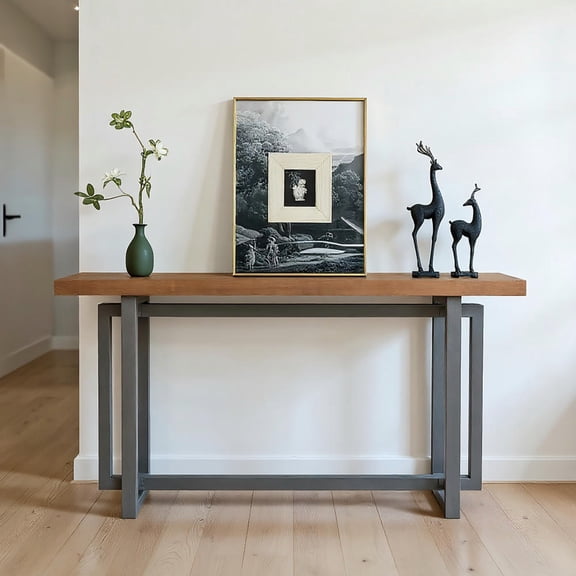 Barara King Console Table, Entryway Table, Console Sofa Table, Display Shelf,59" Narrow Console Table, Entryway Sofa Table for Hallway, Living Room, Gray