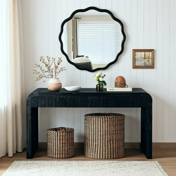 Barara King Console Table, Entryway Table, Console Sofa Table, Display Shelf,59" Vintage Crafted Entryway Table with 2 Hidden Handle Drawers (Antique Black)