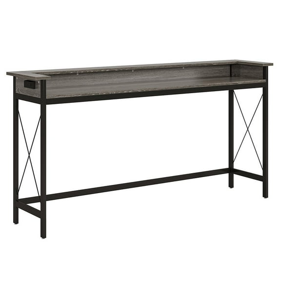 Barara King Console Table, Entryway Table, Console Sofa Table, Display Shelf,Industrial Console Table, 70.9" Sofa Table with Outlets and USB Ports,Gray
