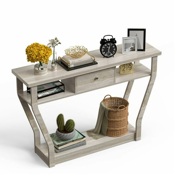 Barara King Console Table, Entryway Table, Console Sofa Table, Display Shelf,Modern Sofa Accent Table with Drawer-Gray