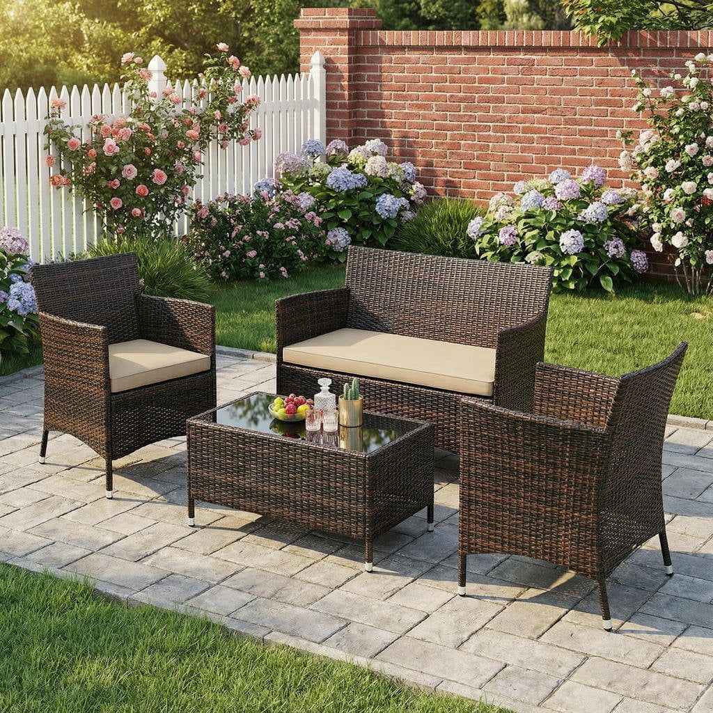Barara King Conversation Loveseat Chairs Set, Garden Conversation Table ...