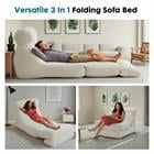 Barara King Convertible Folding Sofa Bed with Back Support, Multifunctional Foldable Floor Couch Sleeper Chair for Living Room Bedroom, White