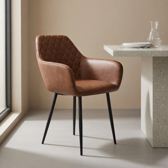 Barara King Dining Chair,Dining Room Chair,Leisure Dining Chair Set of 2 with Curved Backrest and Wide Seat-Coffee