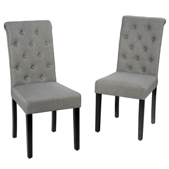Resenkos Dining Chairs, Kitchen Chairs Trattoria Chairs,2 Pieces Tufted Dining Chair Set with Adjustable Anti-Slip Foot Pads-Gray