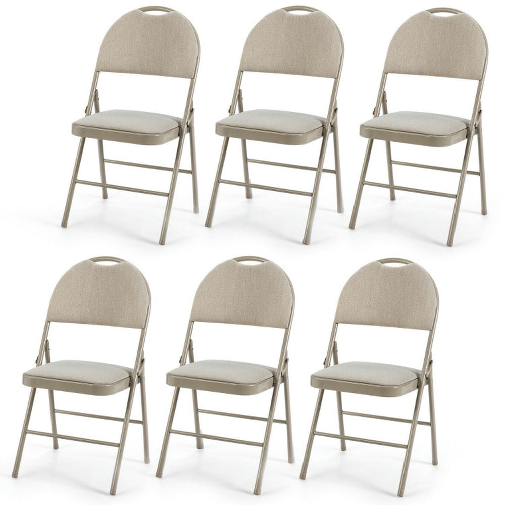 Resenkos Dining Chairs, Kitchen Chairs Trattoria Chairs,6 Pack Folding Chairs Portable Padded Office Kitchen Dining Chairs, Beige